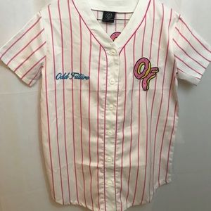 Odd Future White & Pink Striped Baseball Jersey
